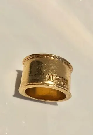 1980s CHRISTIAN DIOR GOLD TONE METAL SCARF RING