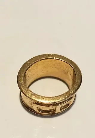 1980s CHRISTIAN DIOR GOLD TONE METAL SCARF RING