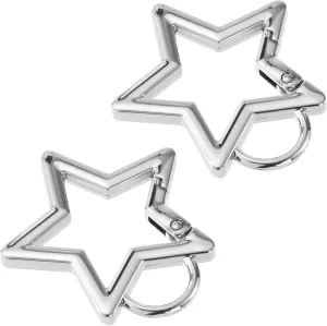 2 PCS Star Carabiner, Zinc Alloy Heavy Duty Star Shaped Keychain Clip with 2 Sizes, Carabiner Clip for Camping, Hiking, Fishing