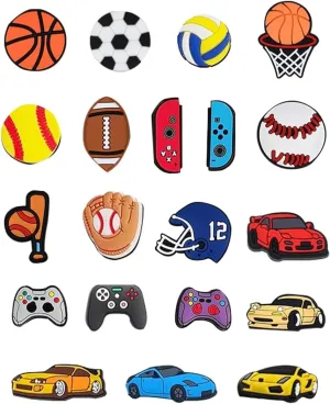 20Pcs Shoe Charms for Boys, Decorations Accessories for Sandals Pins Bracelet Wristband