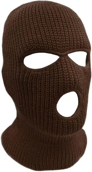 3-Hole Knit Sew Acrylic Outdoor Full Face Cover Thermal Balaclava Ski Mask One Size Fits Most