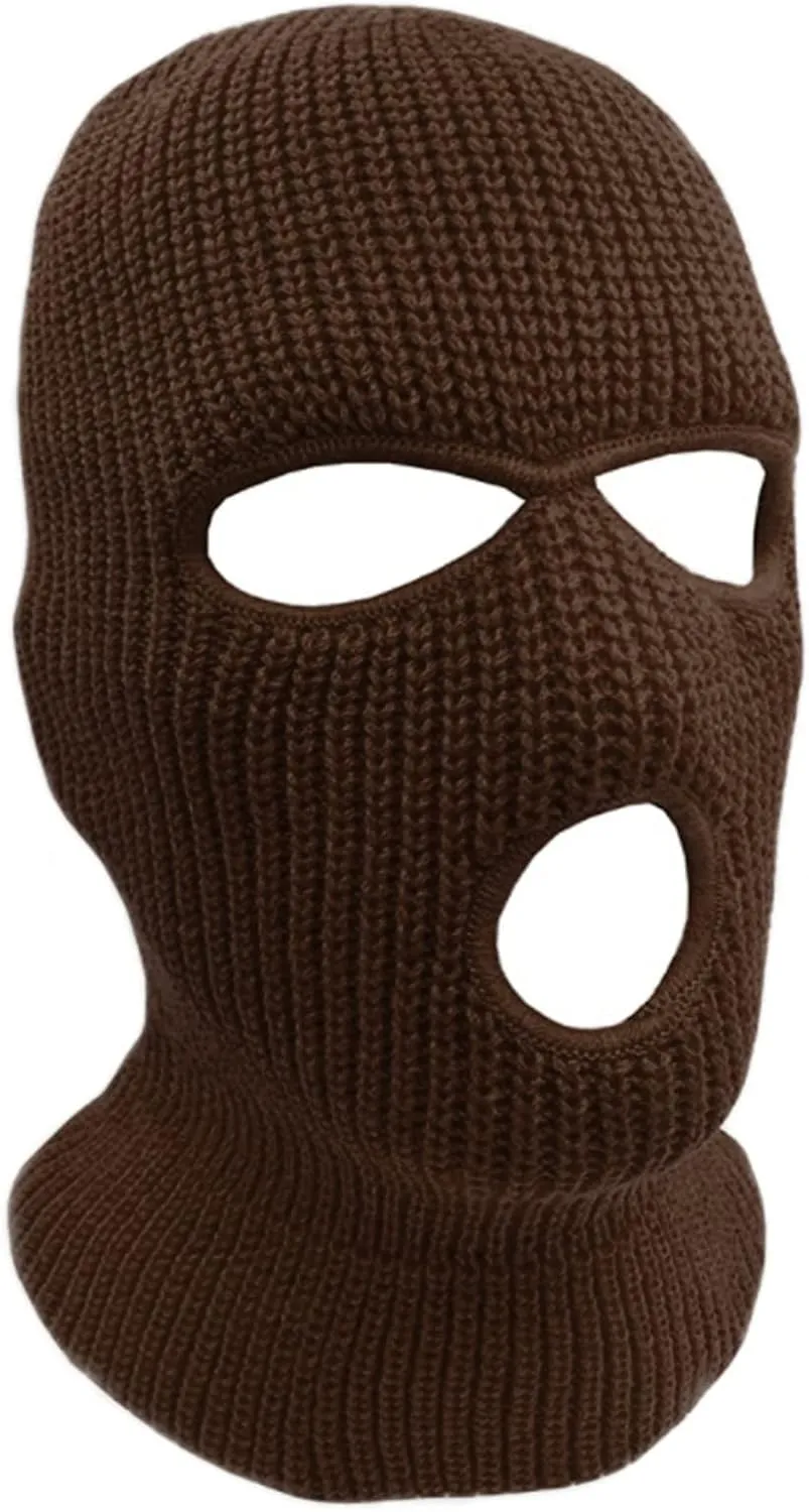 3-Hole Knit Sew Acrylic Outdoor Full Face Cover Thermal Balaclava Ski Mask One Size Fits Most