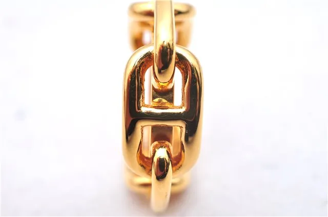Authentic HERMES Scarf Ring Chaine d'Ancre Chain Design Gold Tone Box 6026E