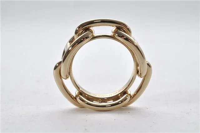 Authentic HERMES Scarf Ring Chaine d'Ancre Chain Design Gold Tone Box 9151E