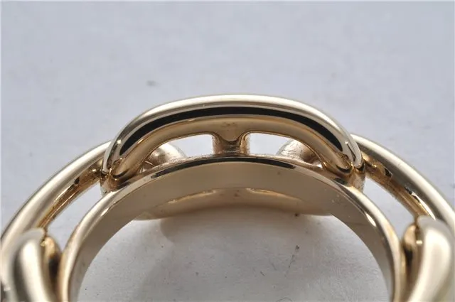 Authentic HERMES Scarf Ring Chaine d'Ancre Chain Design Gold Tone Box 9151E