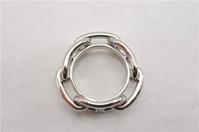 Authentic HERMES Scarf Ring Chaine dAncre Chain Design Silver Tone Box 8898F