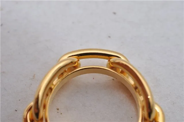 Authentic HERMES Scarf Ring Chaine dAncre Gold 1725D