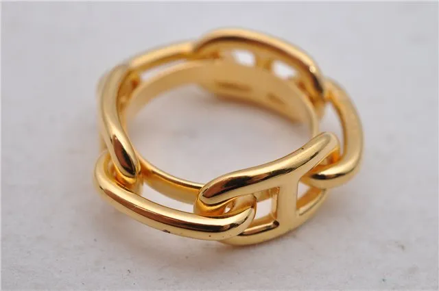 Authentic HERMES Scarf Ring Chaine dAncre Gold 1725D