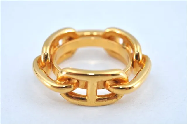 Authentic HERMES Scarf Ring Circle Design Gold Tone J7493