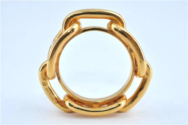 Authentic HERMES Scarf Ring Circle Design Gold Tone J7493