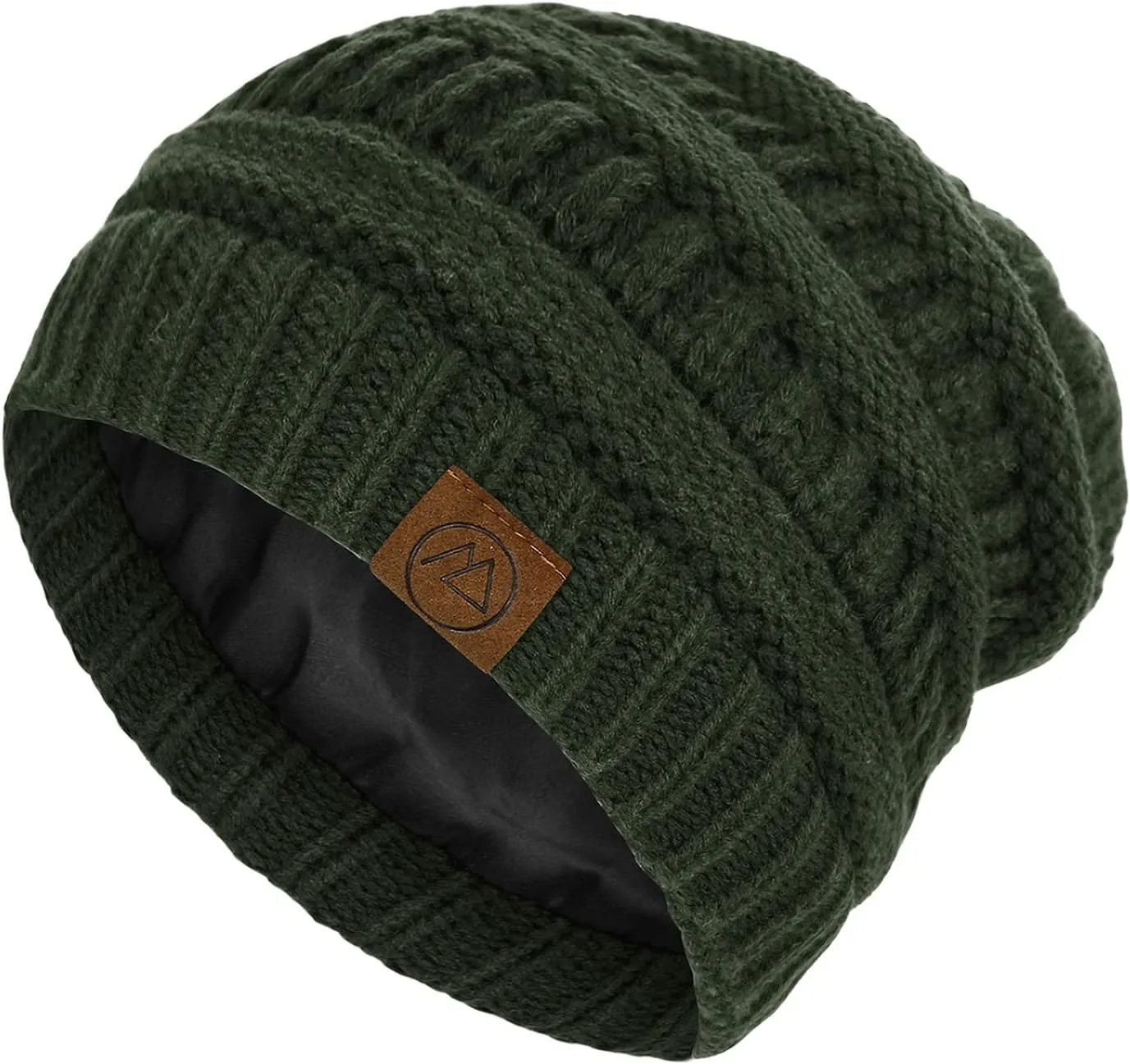 Beanies Women Satin Lined Beanie Winter Hats for Women Silk Lined Slouchy Beanie for Winter Warm Knit Cuffed Beanie Hat