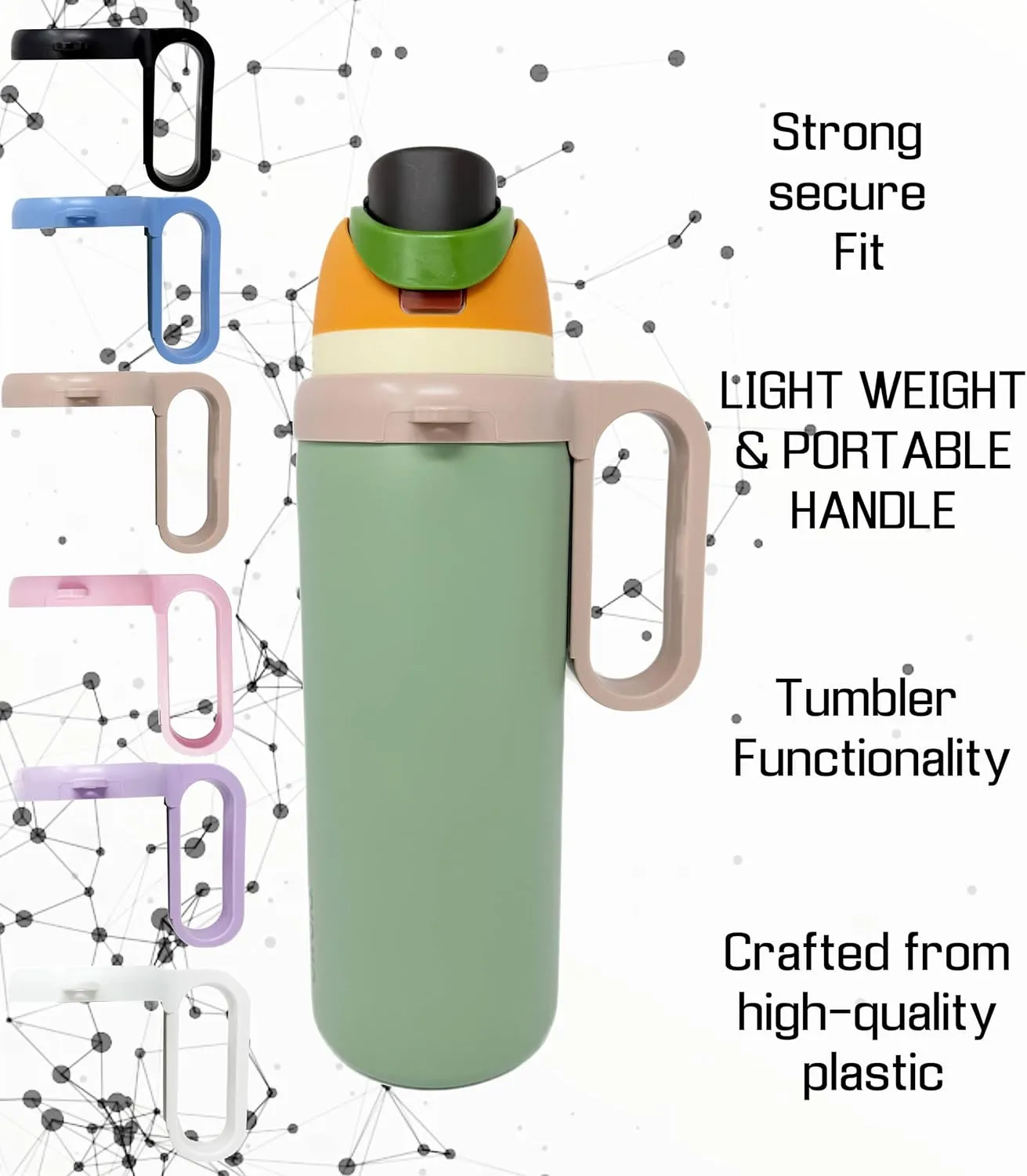 Bottle Handle for Owala FreeSip 24oz 32oz 40oz  Strong Plastic Water Bottle Holder, Durable Easy Carry Accessory for Running, Jogging, Gym, Hiking, and Drinking While Driving & More