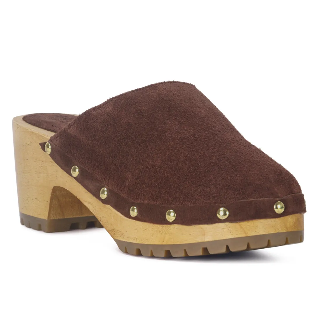 CEDRUS Fine Suede Studded Clogs Mules