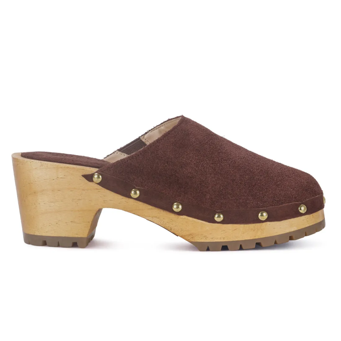 CEDRUS Fine Suede Studded Clogs Mules