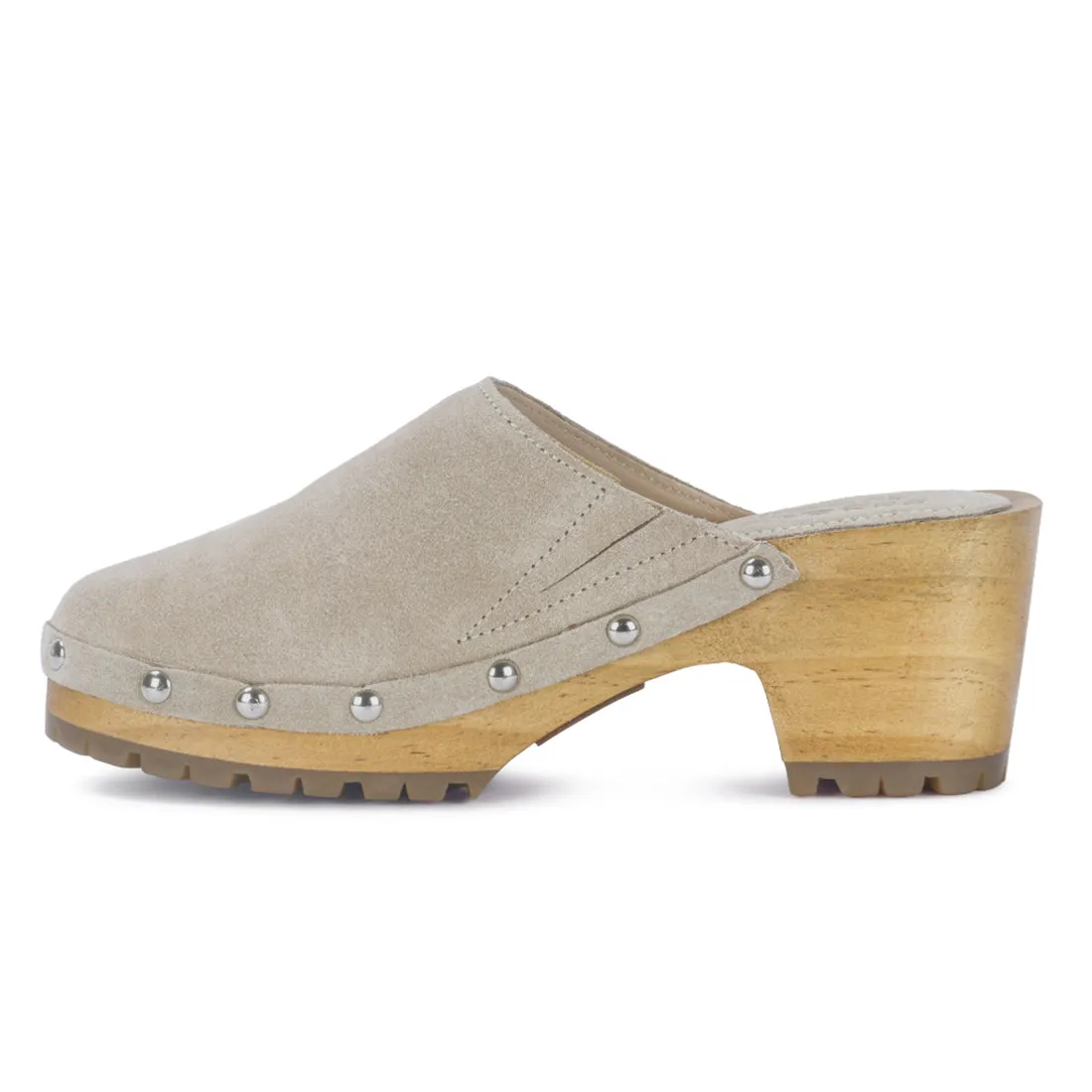 CEDRUS Fine Suede Studded Clogs Mules