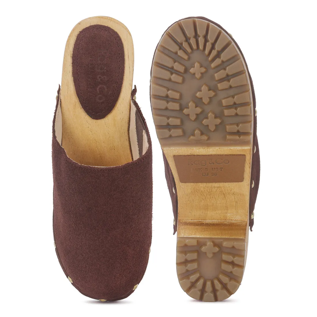 CEDRUS Fine Suede Studded Clogs Mules