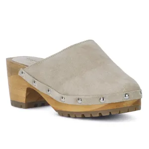 CEDRUS Fine Suede Studded Clogs Mules
