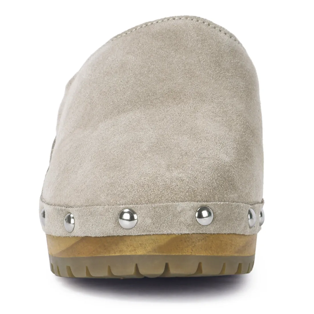 CEDRUS Fine Suede Studded Clogs Mules