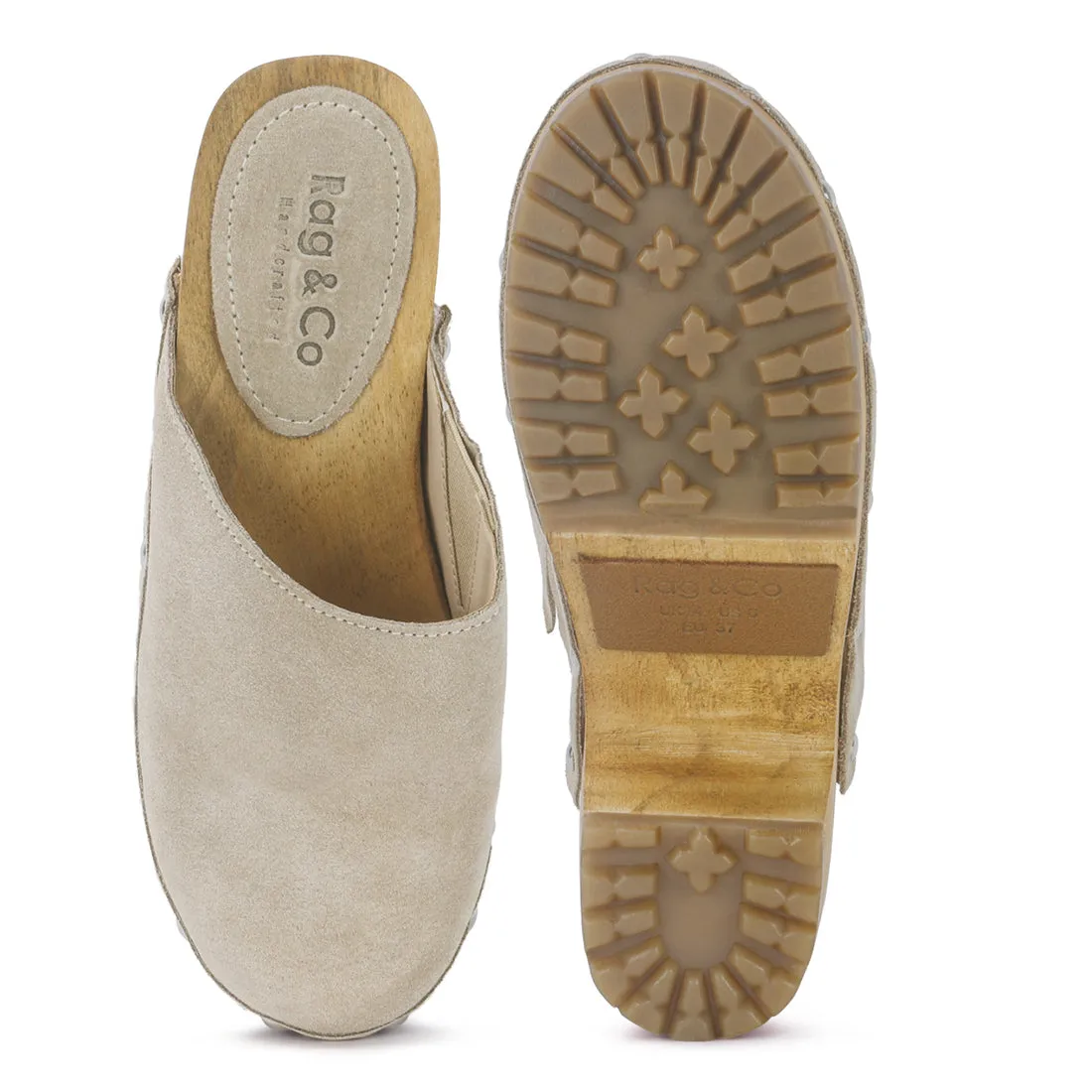 CEDRUS Fine Suede Studded Clogs Mules