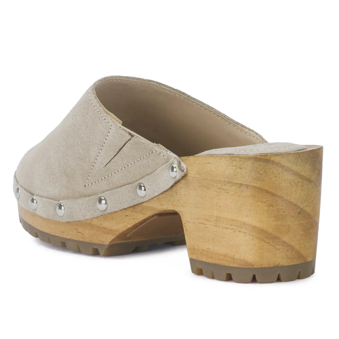 CEDRUS Fine Suede Studded Clogs Mules