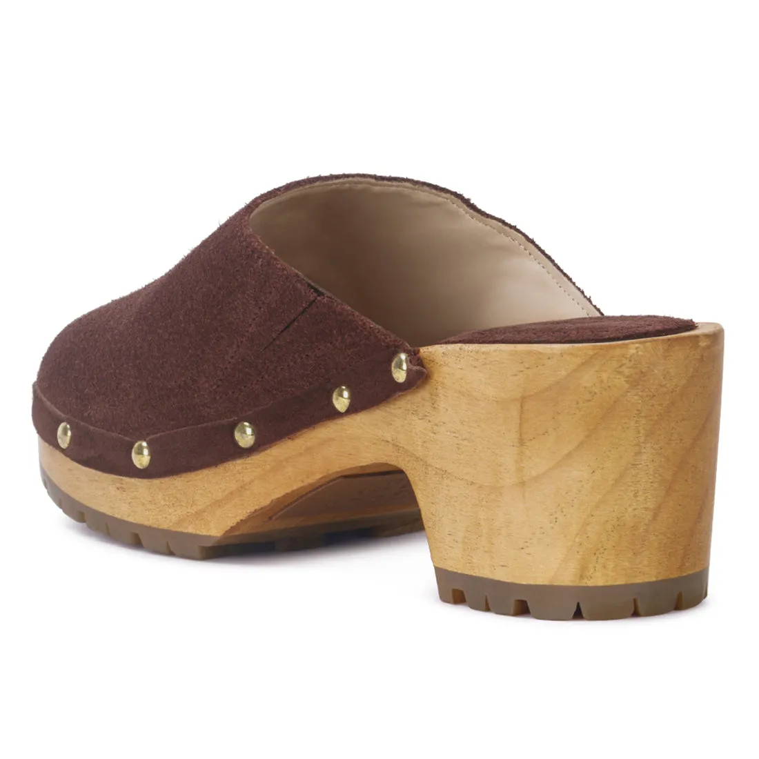 CEDRUS Fine Suede Studded Clogs Mules