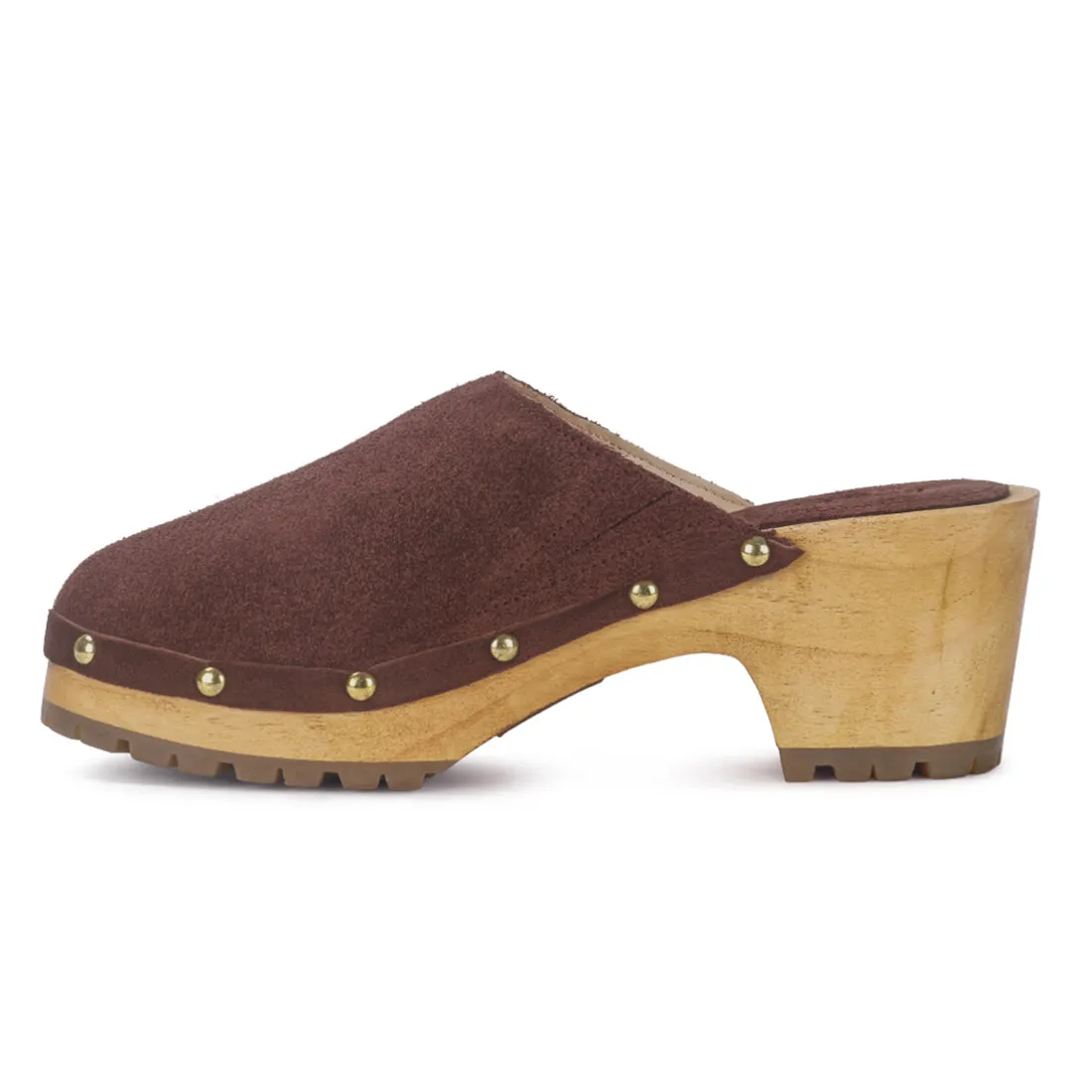 CEDRUS Fine Suede Studded Clogs Mules