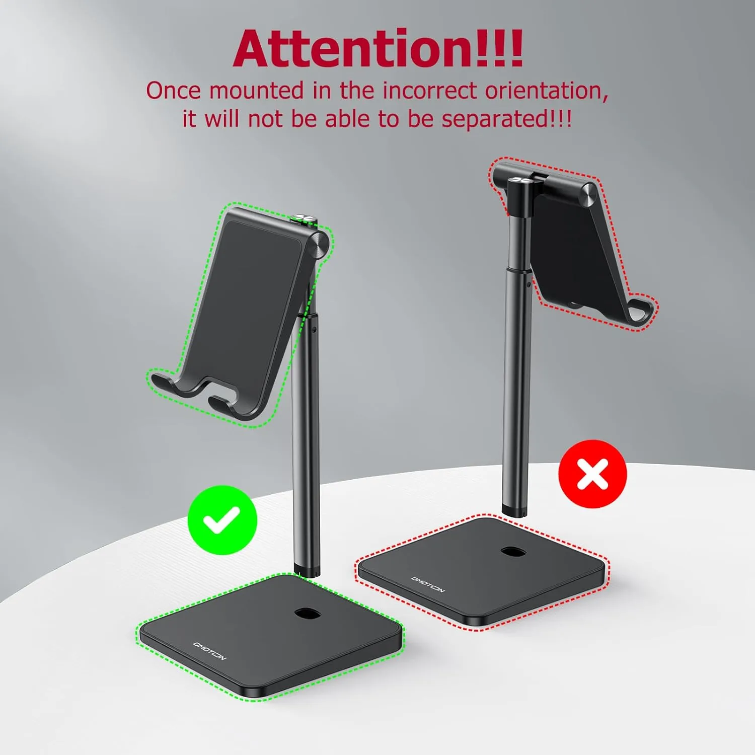 Cell Phone Stand, OMOTON Adjustable Angle Height Desk Phone Dock Holder for iPhone SE 2/11 / 11 Pro/XS Max/XR, Samsung Galaxy S20 / S10 / S9 / S8 and Other Phones (3.5-7.0-Inch), Black