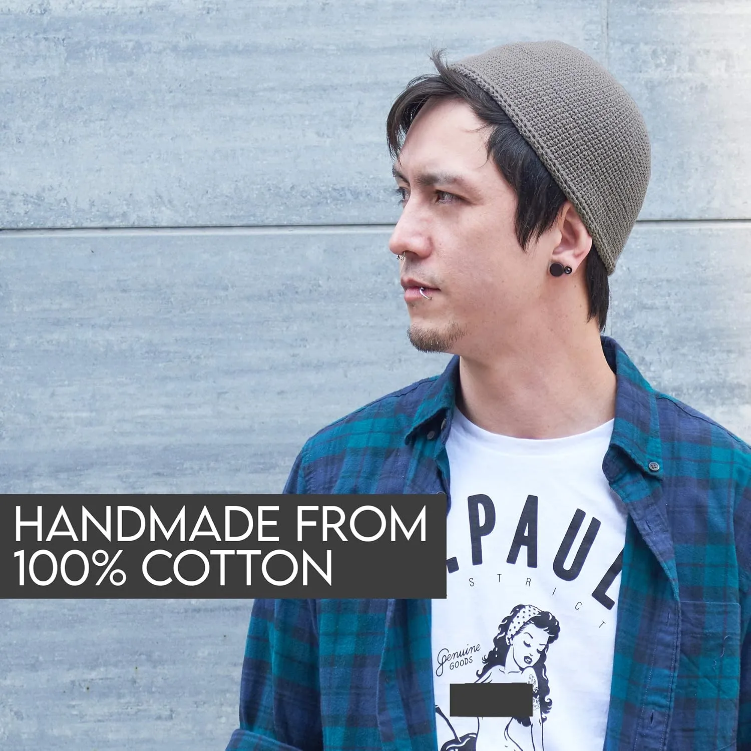CHARM Kufi Hat Mens Beanie - Cap for Men Cotton Hand Made 2 Sizes by Casualbox