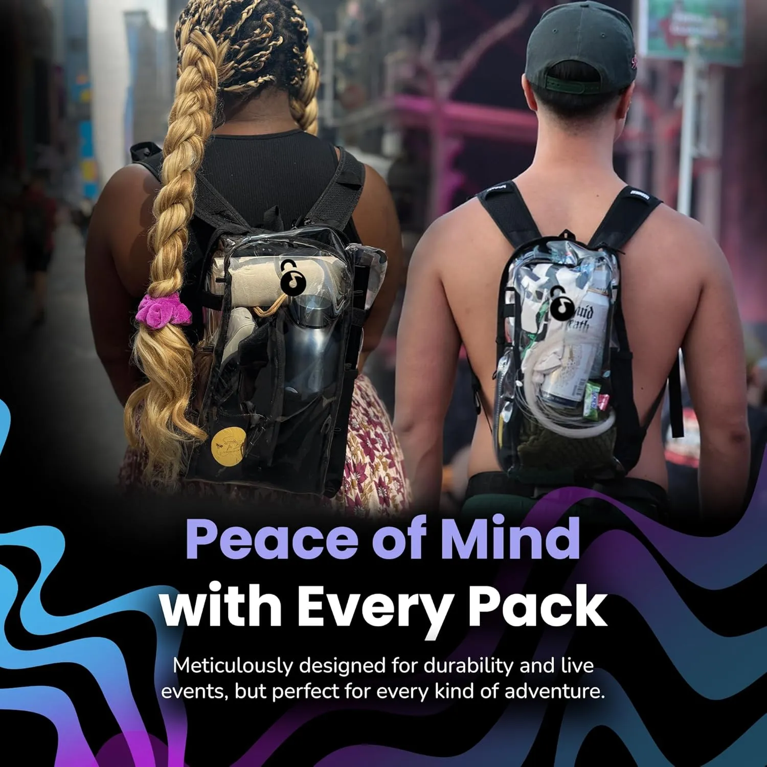 Clear Lite Pack  Anti Theft Clear Bag for Stadium Events with Locking Zippers Protects Items at Festivals, Concerts, and Traveling. Backpack is Compliant with Most Venue Bag Policies