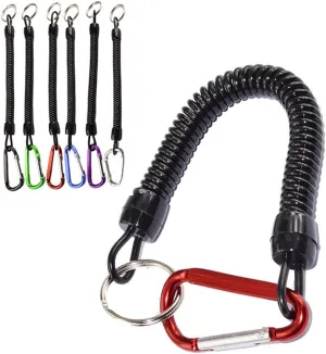 Coil Springs Keychain Cellphone Snap Hook Holder Retractable Coil Cord Key Chain Holder with Carabiner Keychain Pack of 6