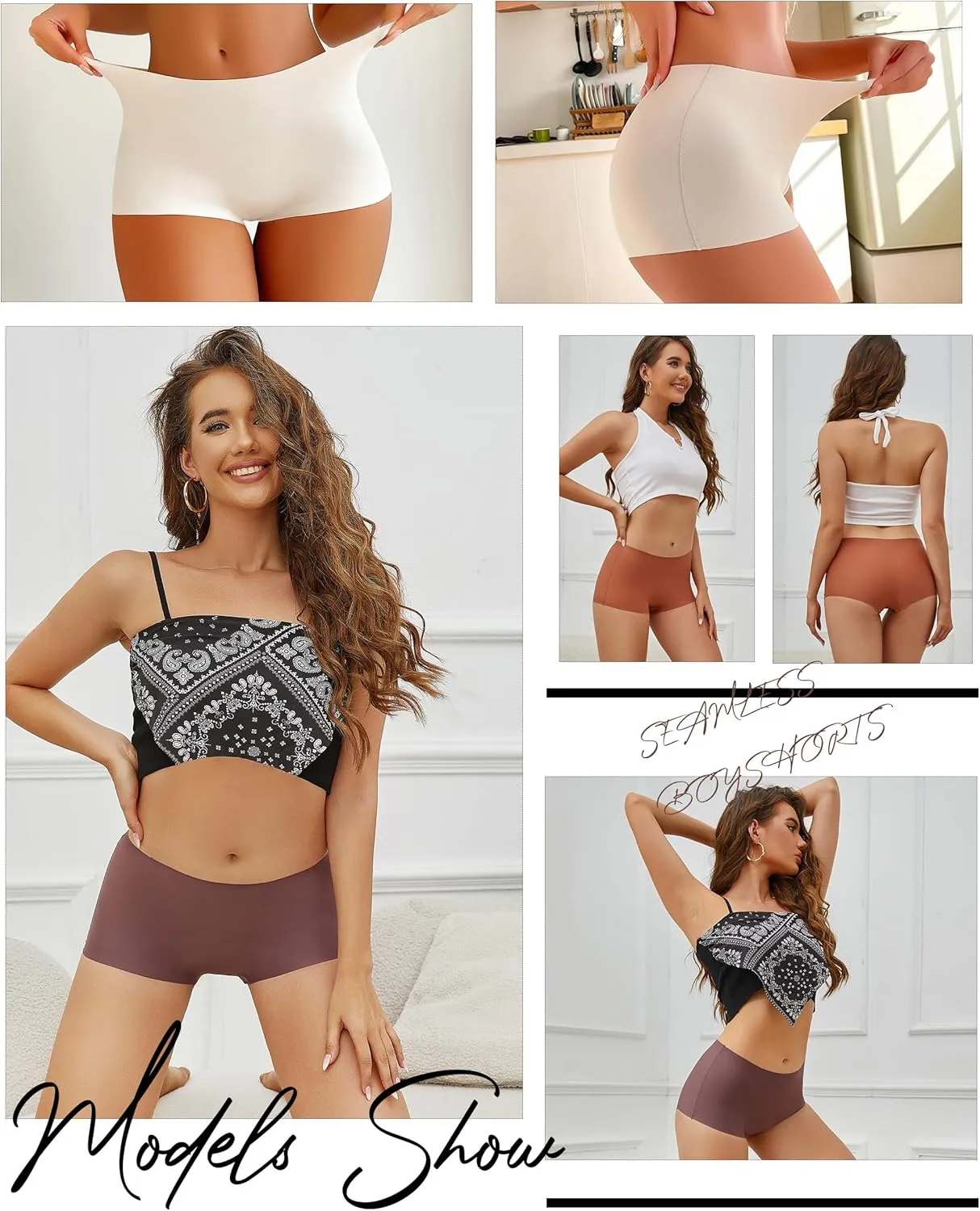 CUTE BYTE Womens Seamless Boy Shorts Underwear Soft Stretch No Show Boxer Shorts Briefs Panties for Ladies 4 Packs