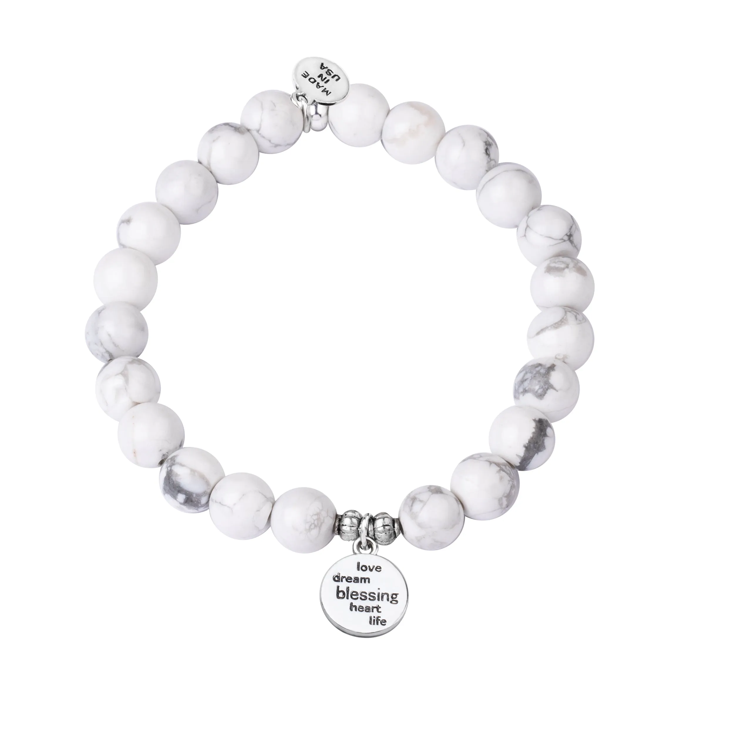Daughter | Stone Beaded Charm Bracelet | Tiffany Blue Agate