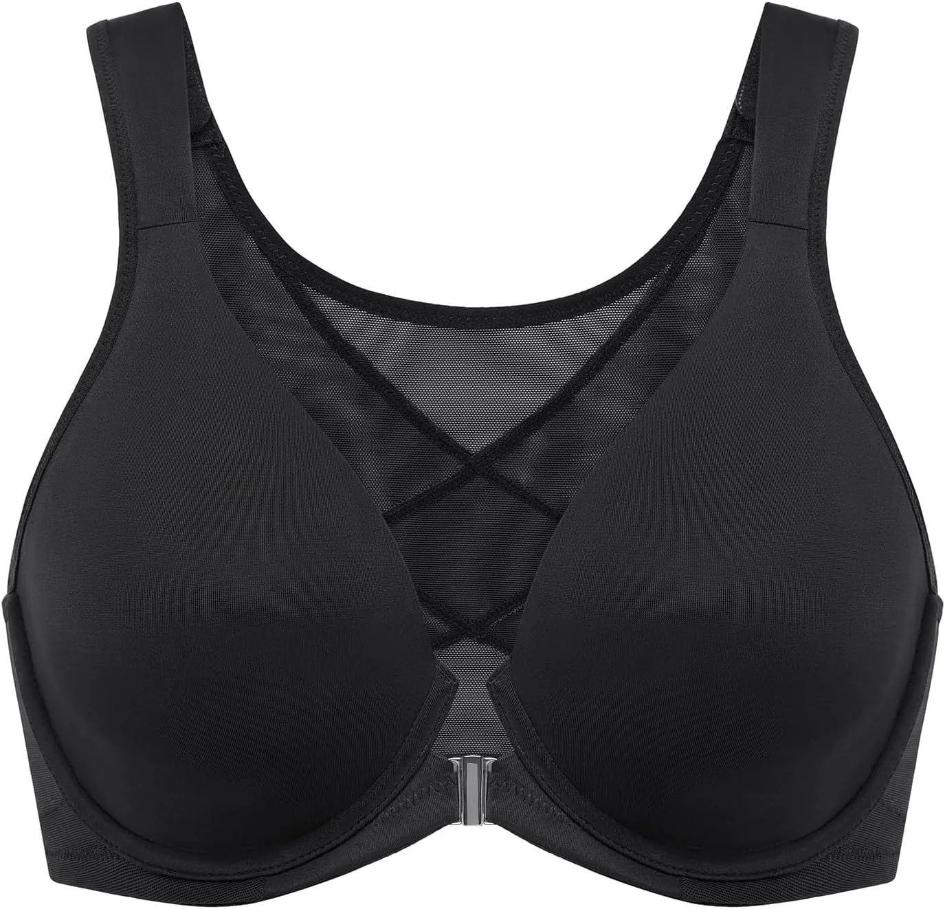 DELIMIRA Women's Front Closure Bras Posture Full Coverage Plus Size Underwire Unlined Back Support Plunge Seamless Bra B-H