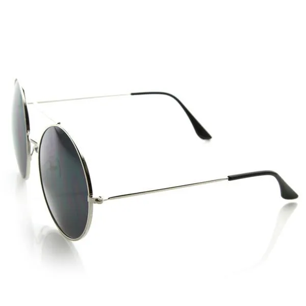 Designer Oversize Metal Bridge Round Womens Sunglasses 8596