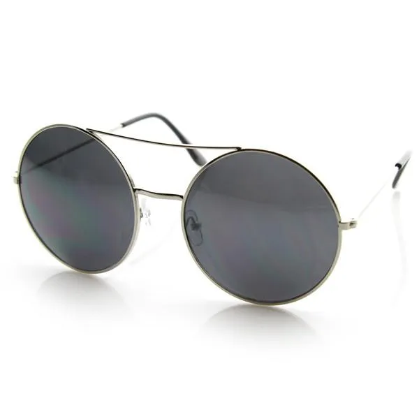 Designer Oversize Metal Bridge Round Womens Sunglasses 8596