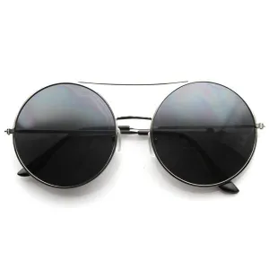 Designer Oversize Metal Bridge Round Womens Sunglasses 8596