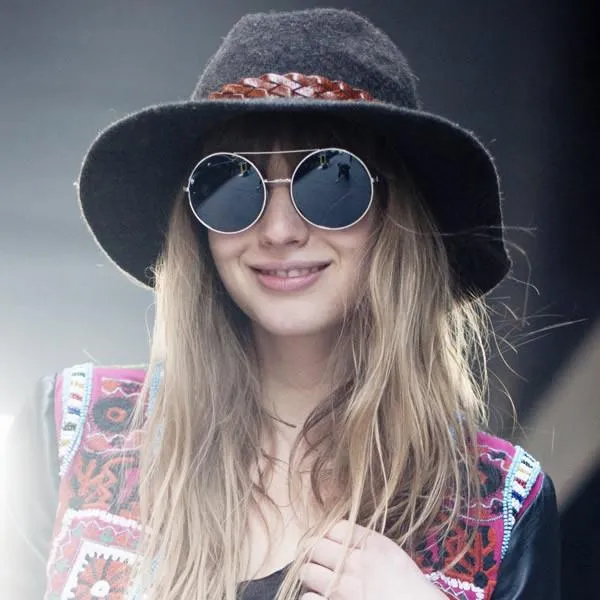 Designer Oversize Metal Bridge Round Womens Sunglasses 8596