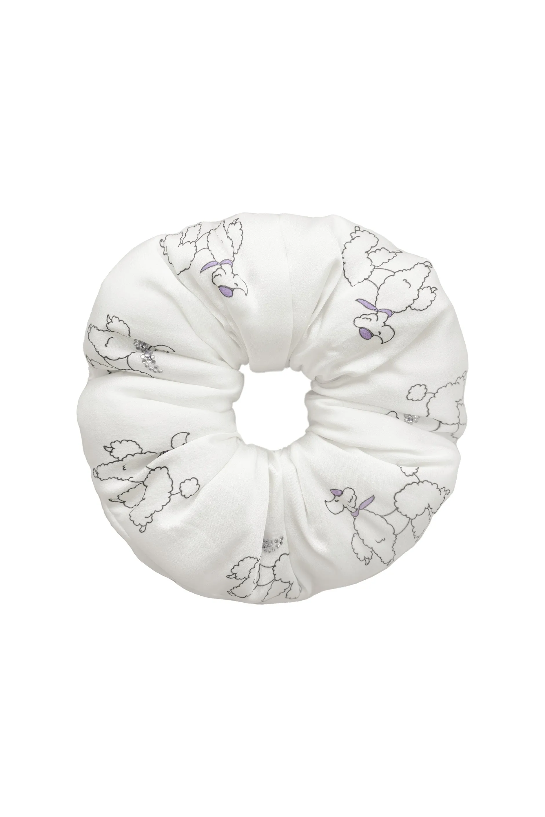 Diamond Poodles Silk Puff Scrunchie