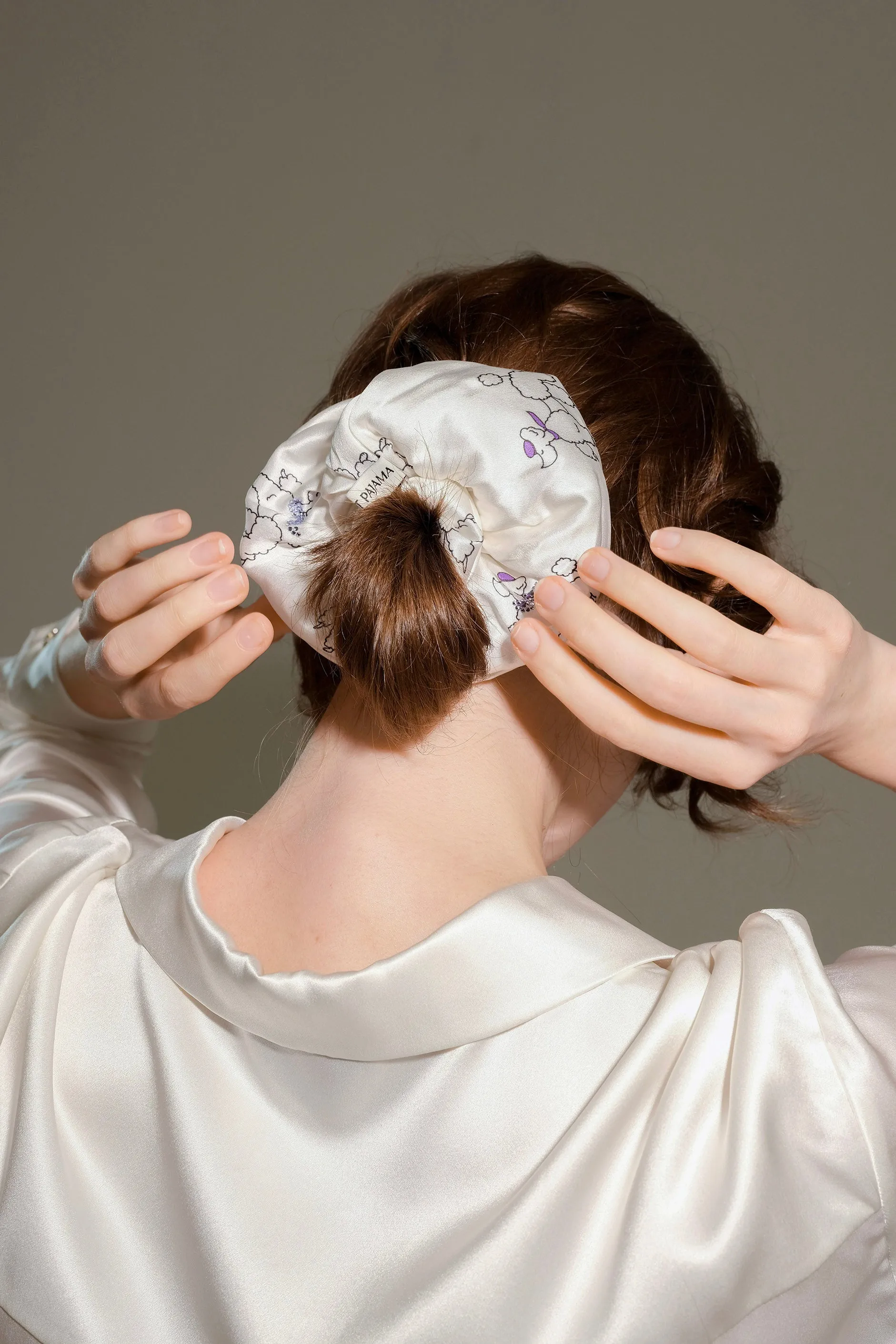 Diamond Poodles Silk Puff Scrunchie