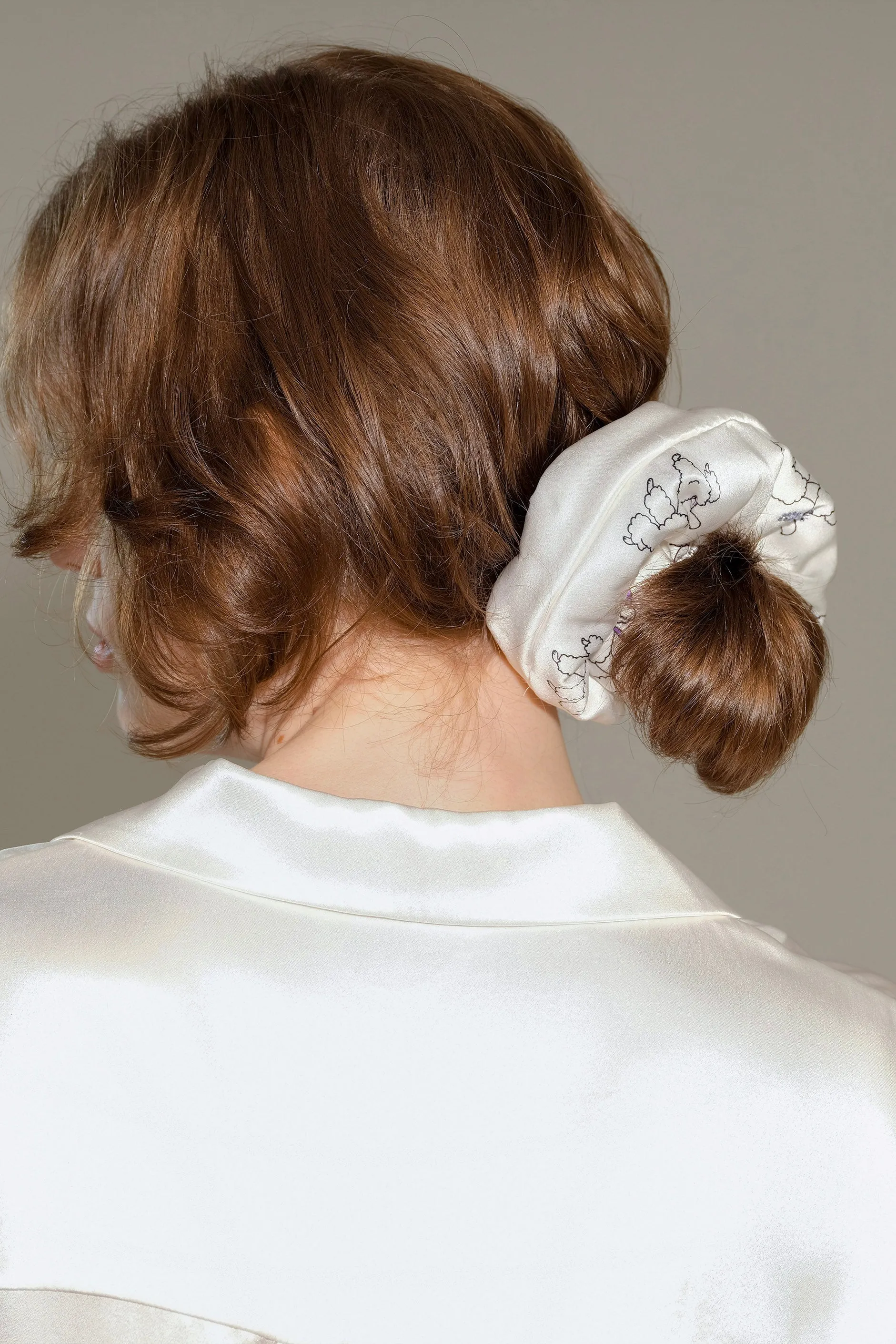 Diamond Poodles Silk Puff Scrunchie