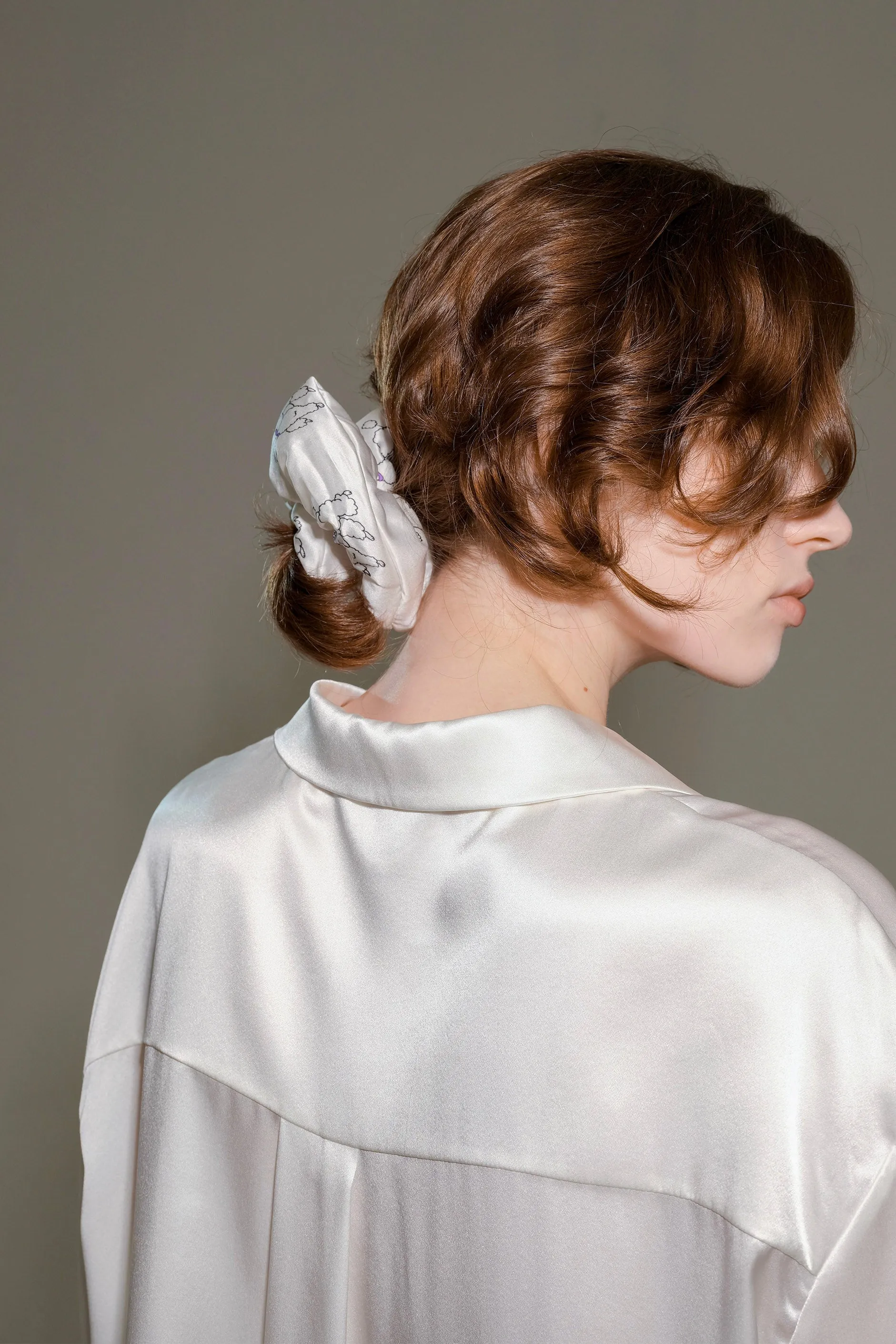 Diamond Poodles Silk Puff Scrunchie