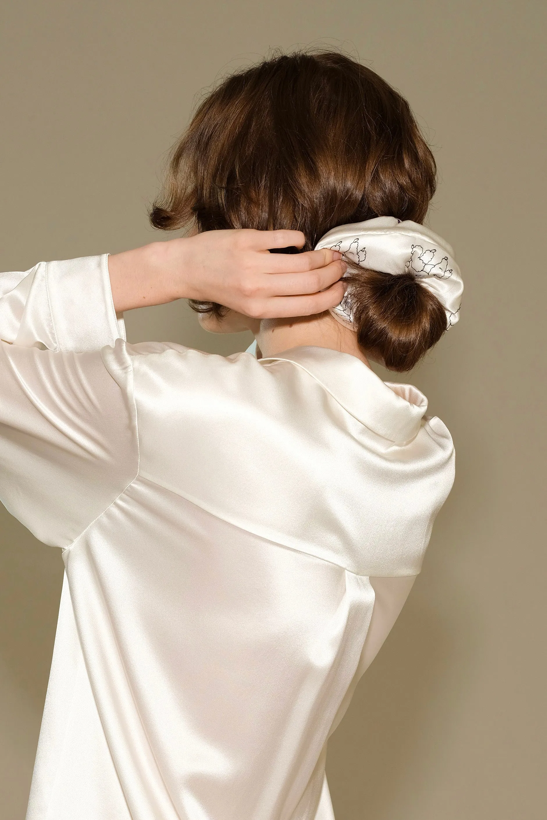 Diamond Poodles Silk Puff Scrunchie