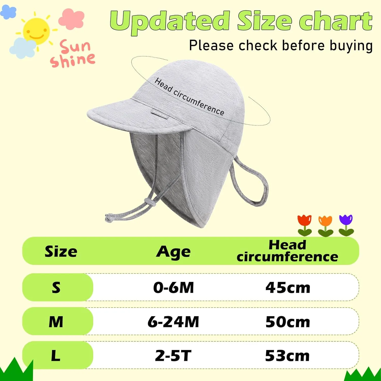 Duoyeree UPF 50  Baby Sun Hat with Ear and Neck Protection - Toddler Beach Hat for Boys & Girls - Ideal for Summer Fun