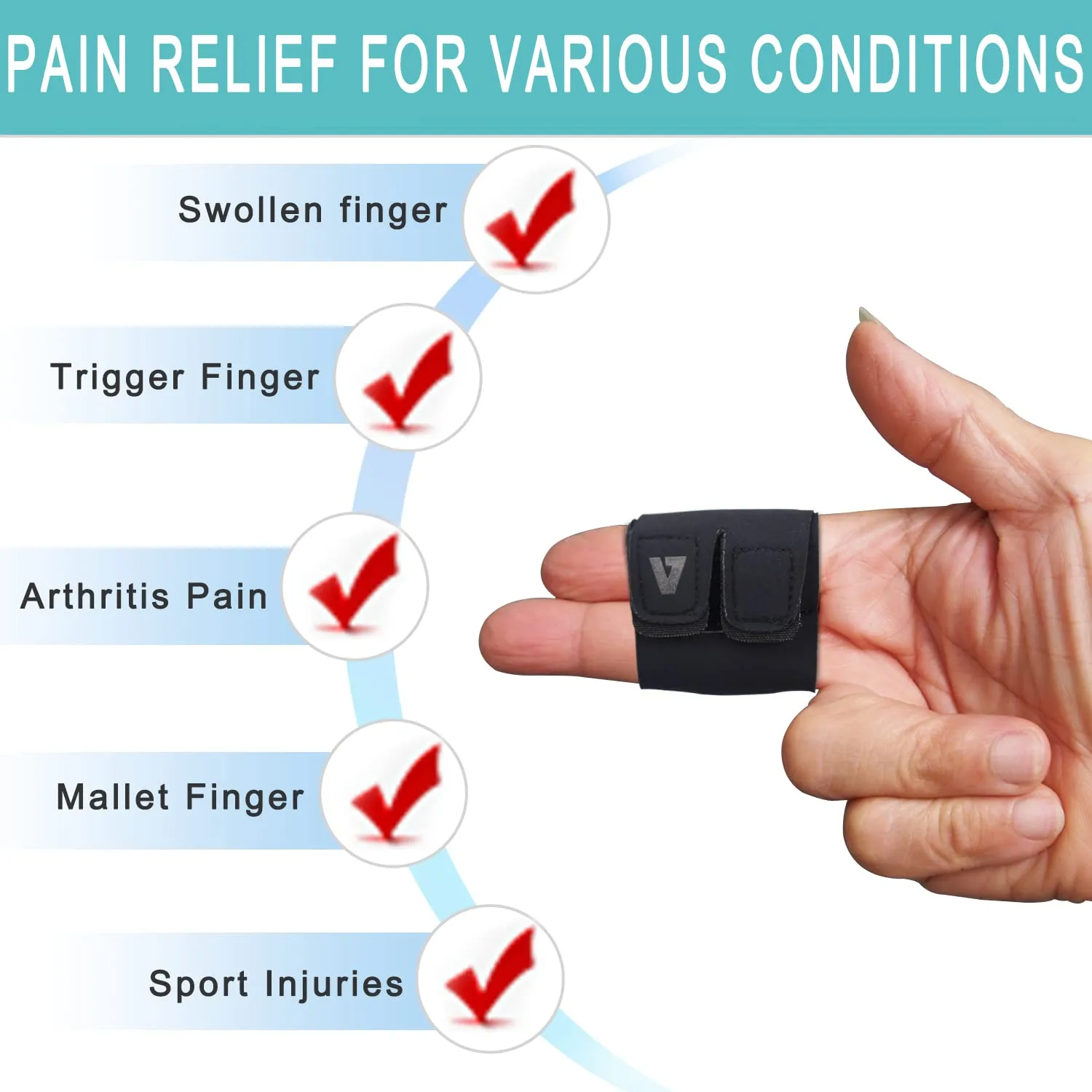 Finger Splint Wraps Reusable Finger Buddy Tape Adjustable Finger Brace Trigger Finger Splints Mallet Finger Support Compression Finger Sleeves for Arthritis Pain Relief, Sport Injury - L