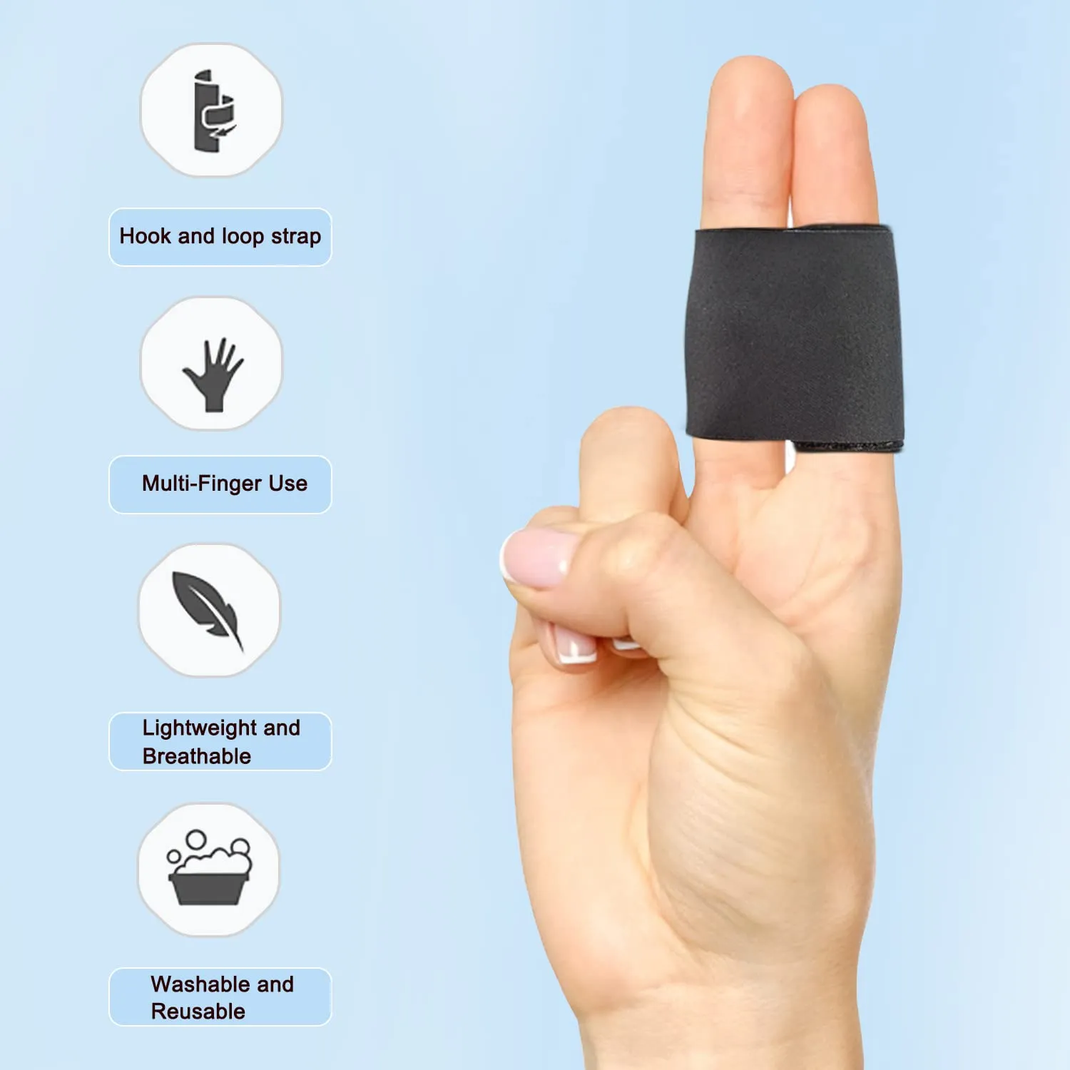 Finger Splint Wraps Reusable Finger Buddy Tape Adjustable Finger Brace Trigger Finger Splints Mallet Finger Support Compression Finger Sleeves for Arthritis Pain Relief, Sport Injury - L