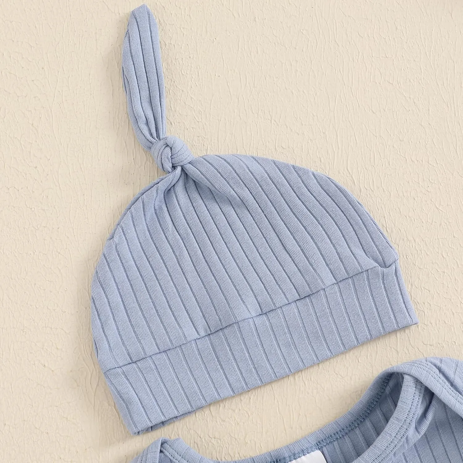 FIOMVA Im New Here Newborn Outfit Boy Long Sleeve Letter Romper Ribbed Knit Jumpsuit Baby Boy Preemie Coming Home Outfit