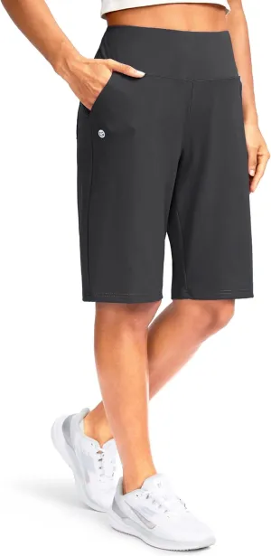 G Gradual Women's 12" Bermuda Long Shorts with Pockets High Waisted Stretch Knee Length Shorts for Women Summer Walking