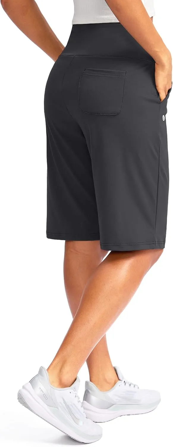 G Gradual Women's 12" Bermuda Long Shorts with Pockets High Waisted Stretch Knee Length Shorts for Women Summer Walking
