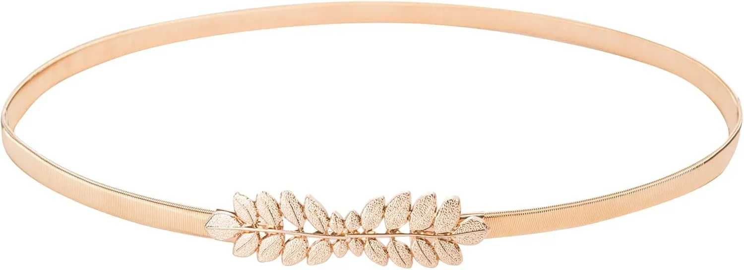 GRACE KARIN Women Skinny Metal Cinch Belt Gold Waistband Elastic Waist Belt CL633