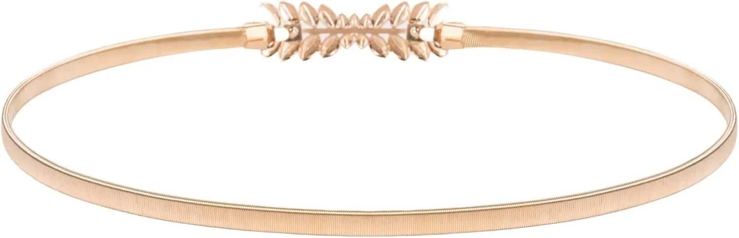 GRACE KARIN Women Skinny Metal Cinch Belt Gold Waistband Elastic Waist Belt CL633